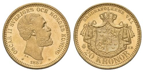 Sweden, 20 Kronor 1889