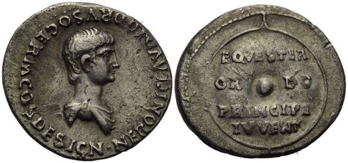 Roman Empire, Nero Caesar, AR Denarius - RARE